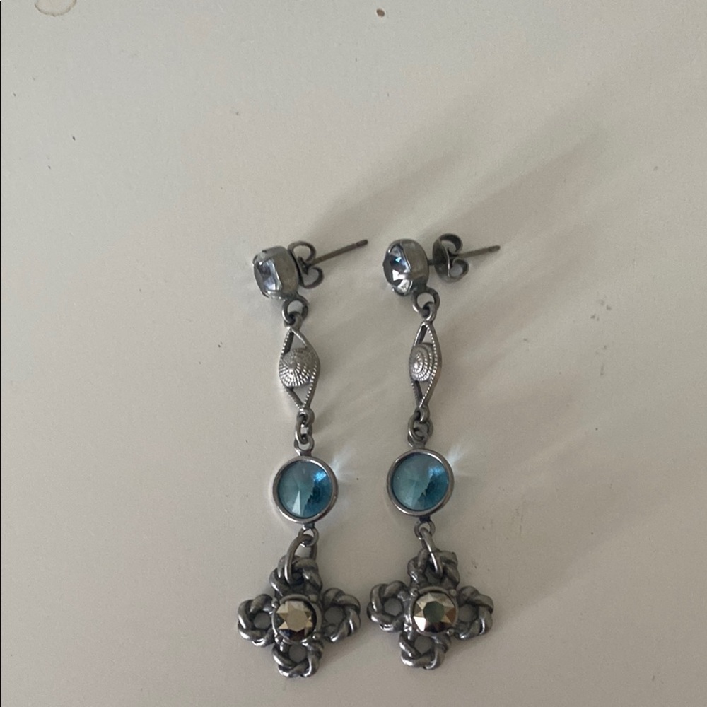 Sabika Silver and Blue Dangle Earrings Classy y2k Festival nighout